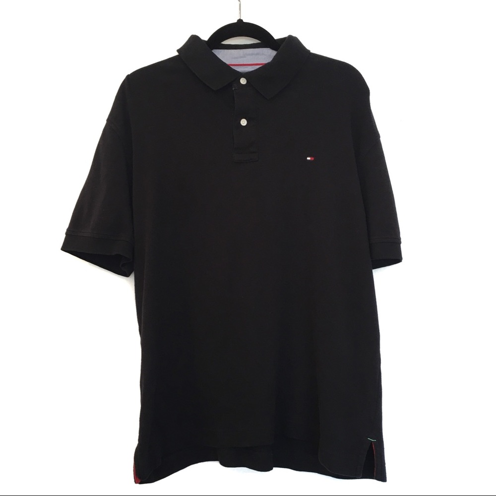 [TOMMY HILFIGER] Classic Black Polo Golf Shirt XL